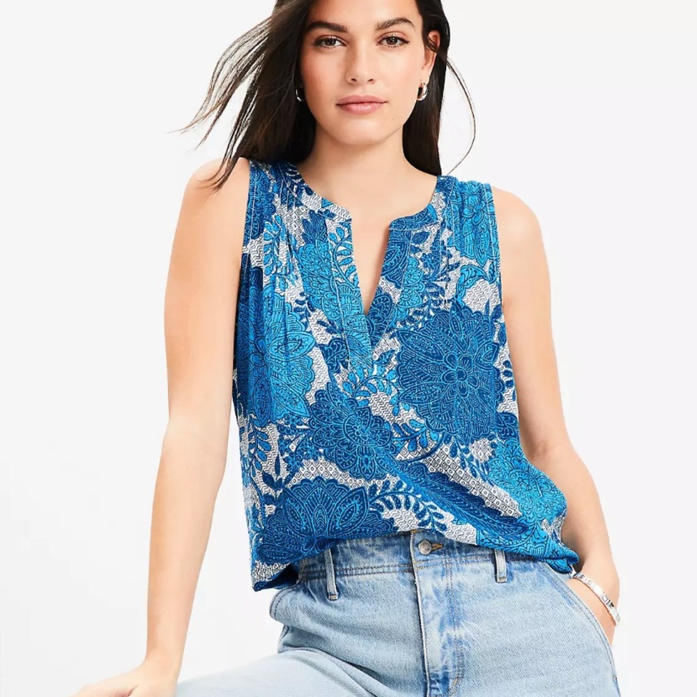 Loft floral sleeveless small top new